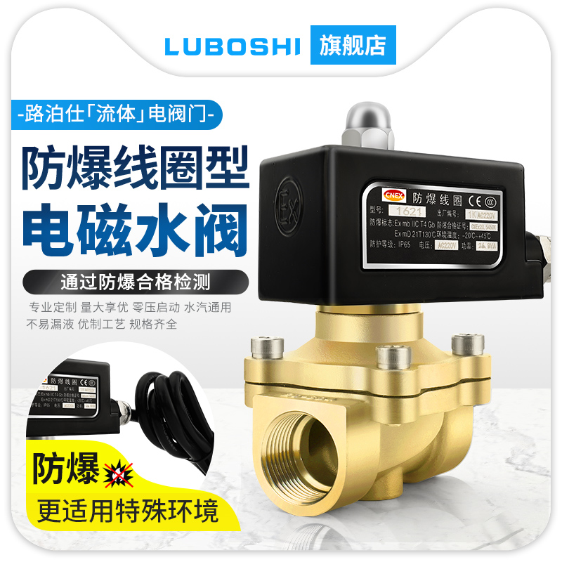 常闭电磁阀防爆型水阀开关控制阀AC220V全铜电磁阀DC24V4分6分1寸