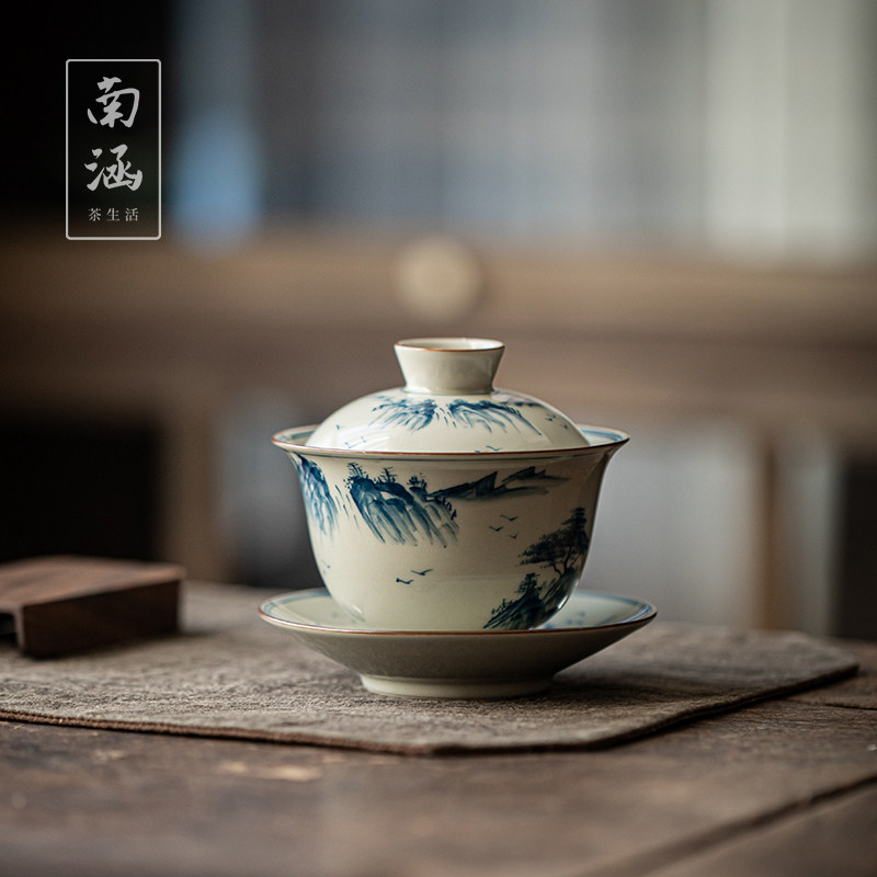 南涵景德镇手绘三才盖碗小号壶承带盖复古茶杯功夫茶具陶瓷泡茶碗,玩具/童车/益智/积木/模型,其它玩具,淘宝优惠券,粉丝福利购,淘宝优惠卷