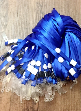 米奥办公卡套挂绳10mm宽蓝色金丝工作证胸牌直身扣绳带现货促销