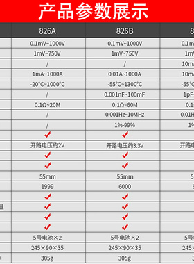 南京TY-826D1000A直流数字钳形表826B电流表多功能钳形万用表