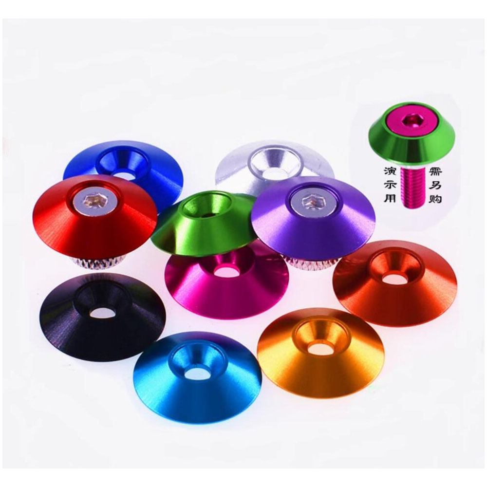 M2M2.5M3M3.5M4M6铝合金彩色伞形垫圈凹型锥形装饰凹槽大垫片垫圈