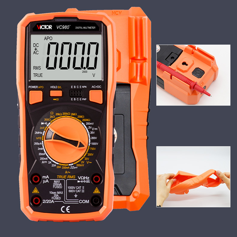 胜利万用表数字高精度四位半万用表VC9807多功能防烧万能表包邮