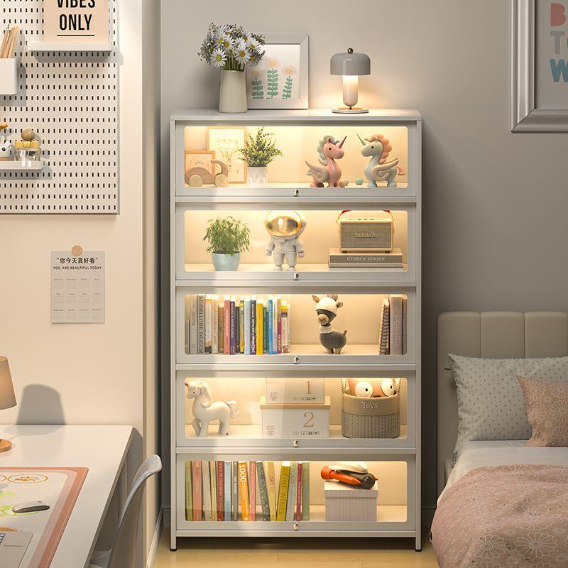 玻璃门书柜二次元痛柜铁艺储物柜书房客厅防尘书籍手办谷子收纳柜