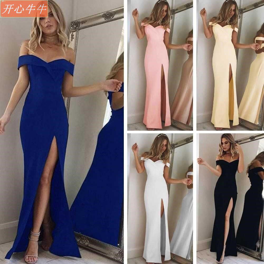 EBAY autumn hot style Simple dress of open fork that wipe a