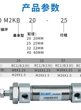 六角不回转气缸CDM2KB20/25/32/40-25/50/75/100/150/200/300Z
