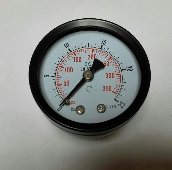 气压表轴向压力计 后接入压力表 表径5cm 压力25bar 螺纹ZG1/8