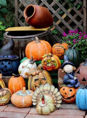 花园装饰庭院 树脂大南瓜草地摆件复古万圣节园林景观小品拍照道