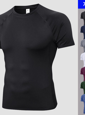 Mens Gym Compression tShirts Man t-shirt Tops男速干衣短袖T恤