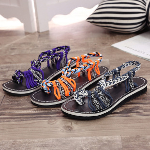 size knot sandals女平底凉鞋 beach large summer Women flat