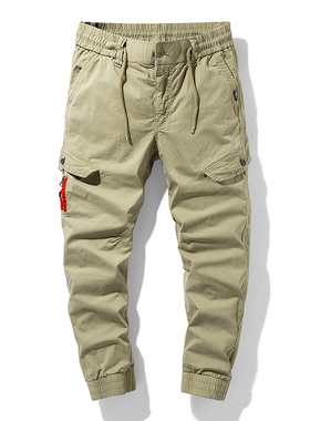 fashion Men Cargo Pants Casual Jogger Trousers cotton khaki