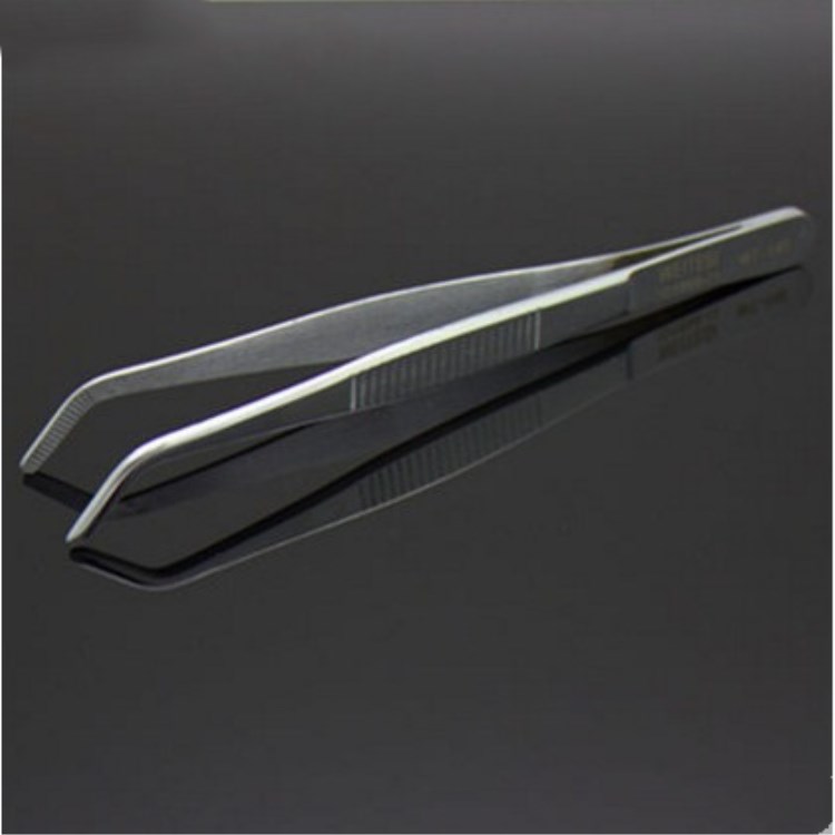 WEITESI 不锈钢弯头镊子 WT-140  弯圆头有齿不锈钢镊子14cm