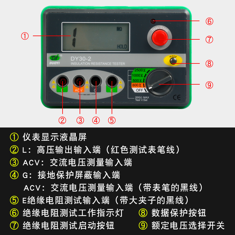 多一绝缘电阻测试仪摇表
