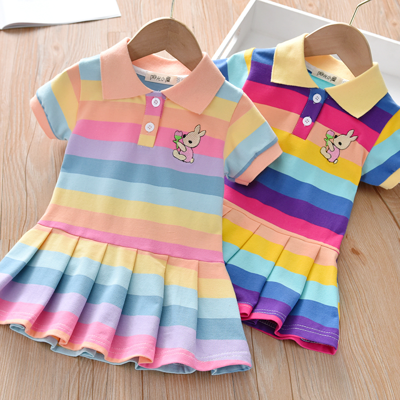 Unicon Children Dress Spring Summer Turn-Down Collar Kids Cl