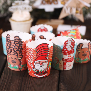 小号圣诞节纸杯蛋糕装 新年甜品台纸托杯子模具 饰插件插牌马芬杯