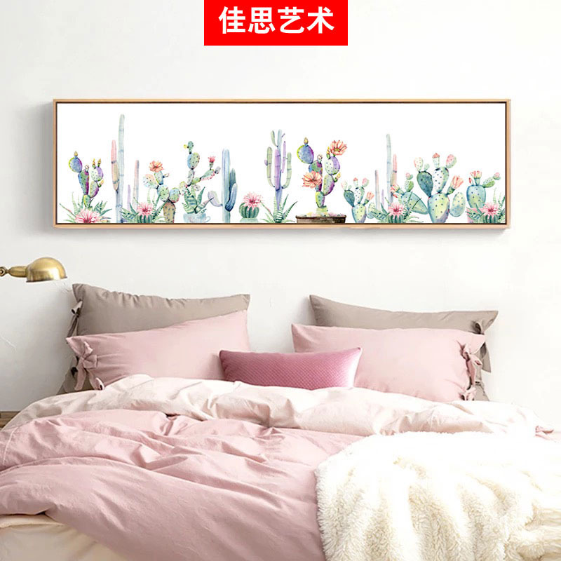 直批北欧床头画 麋鹿仙人掌现代简约装饰画 沙发背景墙壁挂画图片