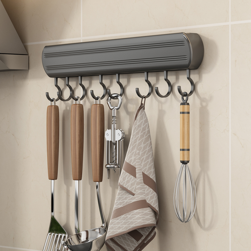 厨房挂钩壁挂式置物架厨具收纳架锅铲勺子铲子挂架免打孔架子活动