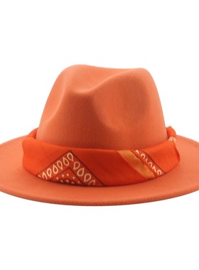 春季草绿色帽子毛呢爵士帽英伦风礼帽男女新款大檐帽Fedora Hat