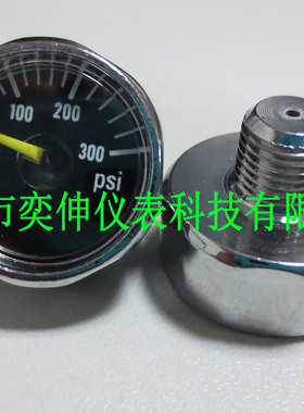 25MM迷你金刚压力表0-300PSI牙1/8NPT，气瓶压力表，打气筒压力表