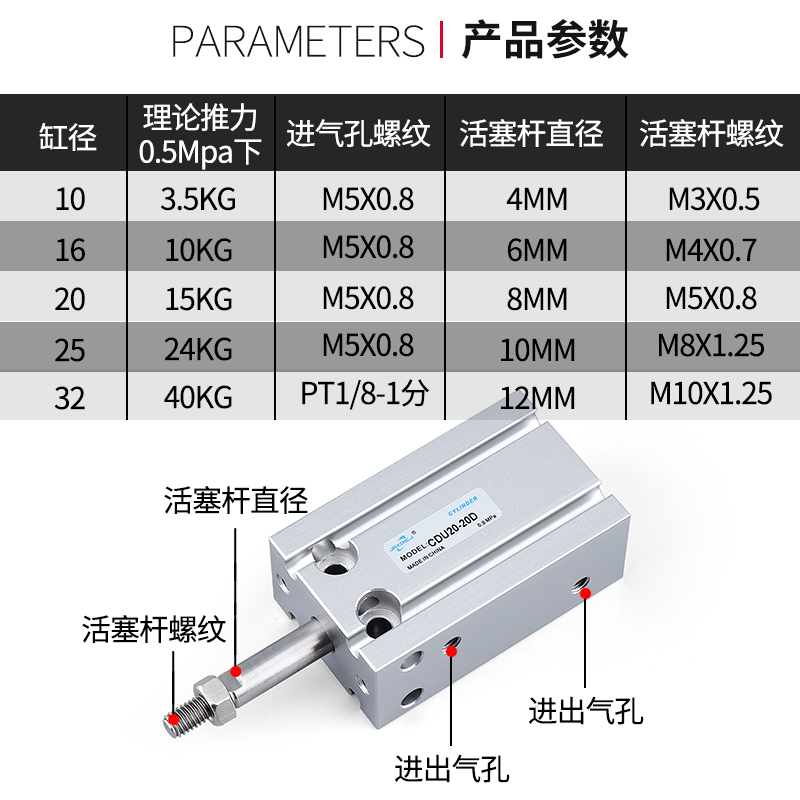 气动小型自由安装磁性缸