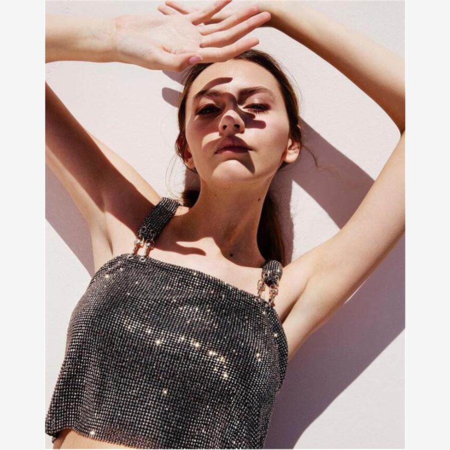 蹦迪chic性感吊带背心女 bling亮片外穿ulzzang上衣夏季1101