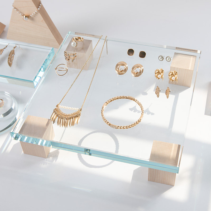 首饰托盘实木拍摄首饰展示架服装店耳环耳饰陈列道具地摊架子摆货
