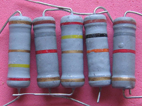 多种阻值5W金属膜色环电阻 2.4欧、1K8、10K