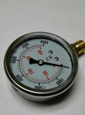 高精度油压表 耐振压力表ytn-63i 63mm0-6000psi/0-400bar npt1/4