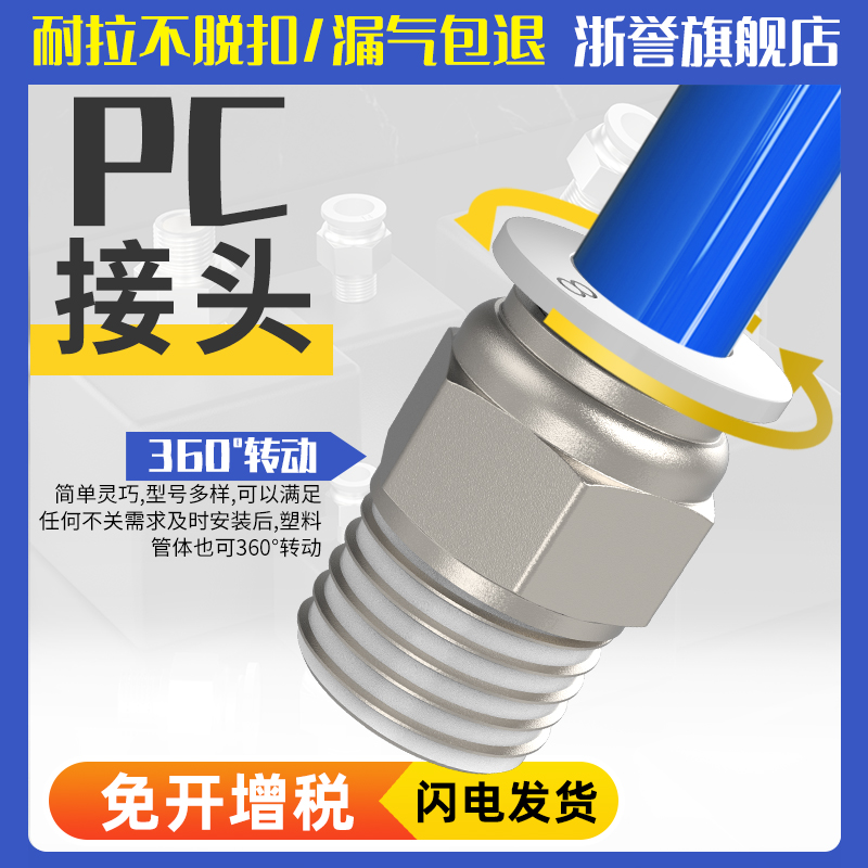 气动管快速接头拧螺纹直