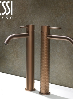 意大利GESSI捷仕meccanica水龙头单孔冷热台上台下盆全铜枪灰龙头