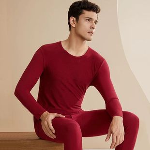 本命年龙年属龙保暖内衣男士莫代尔秋衣秋裤加绒加厚红色结婚套装