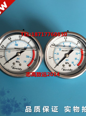 轴向无边耐震压力表YN60Z液压油压表0-1.6/4/6/10/16/25/40MPA