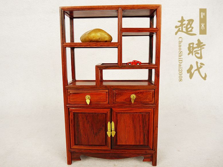 超时代博古架中式实木质复古红酸枝书架袖珍小家具饰品摆件道具