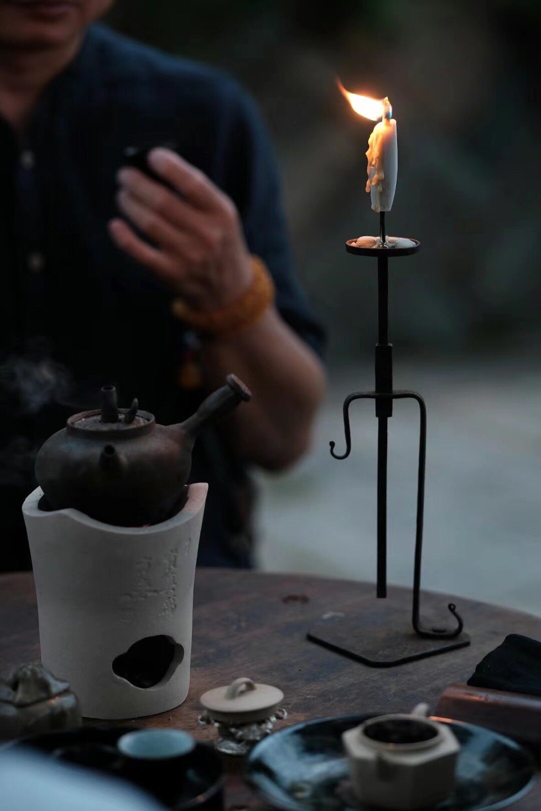 东际器物EASTSCOPE手工锻打铁艺烛台茶室装饰户外露营氛围灯蜡烛