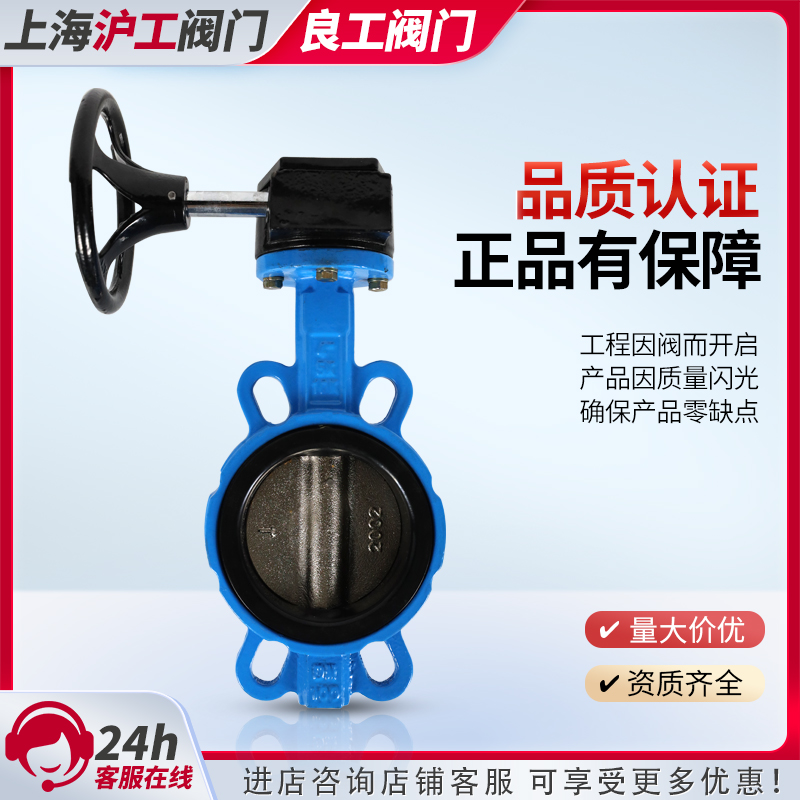 上海沪工阀门涡轮对夹蝶