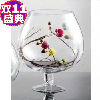 红酒杯型金鱼缸 养龟玻璃鱼缸6 异型鱼缸 鱼形鱼缸大号 礼品15cm