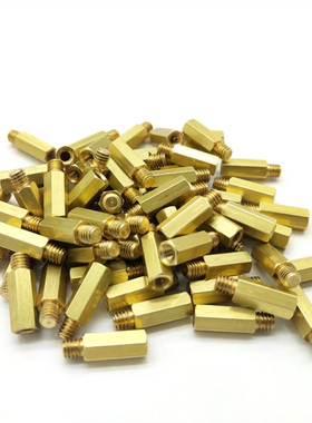 铜柱六角螺柱隔离柱M4X5 6 8 10 12 15+4对边5.0MM外牙M4转M3内牙