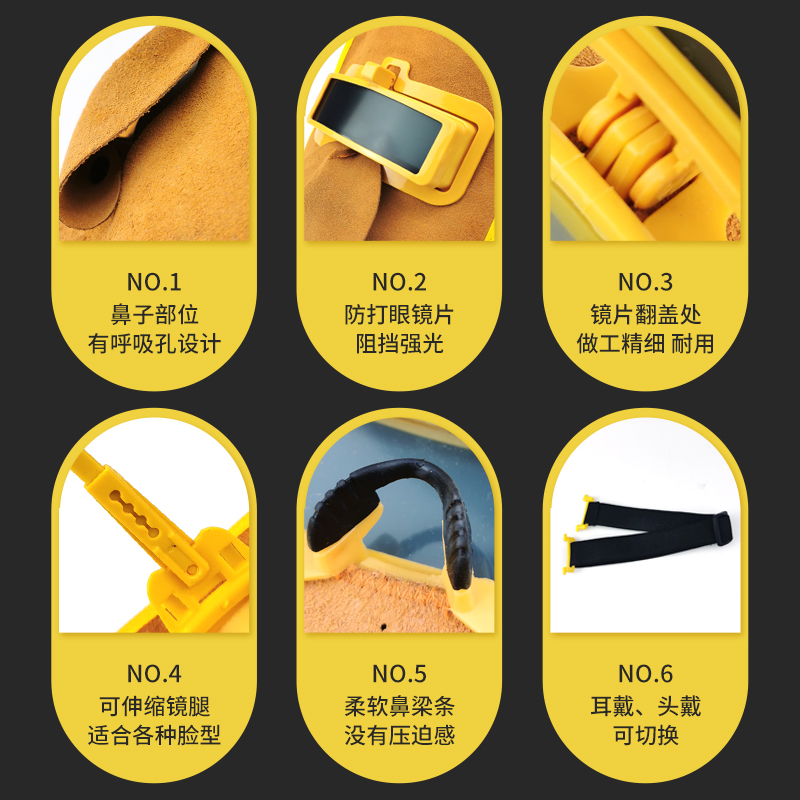 包邮翻盖焊工牛皮电面罩