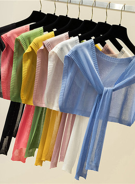 春夏防晒领子搭肩小披肩外搭冰丝针织百搭打结女短款护颈薄款Y605