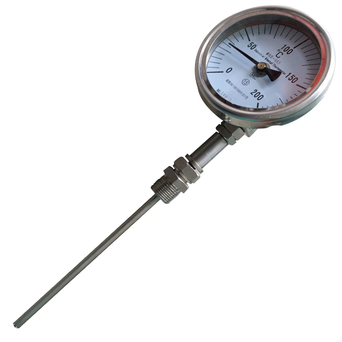 wss-485 双金属温度计1.5级 L=200mm 0-400度150℃ 活动卡套m27*2