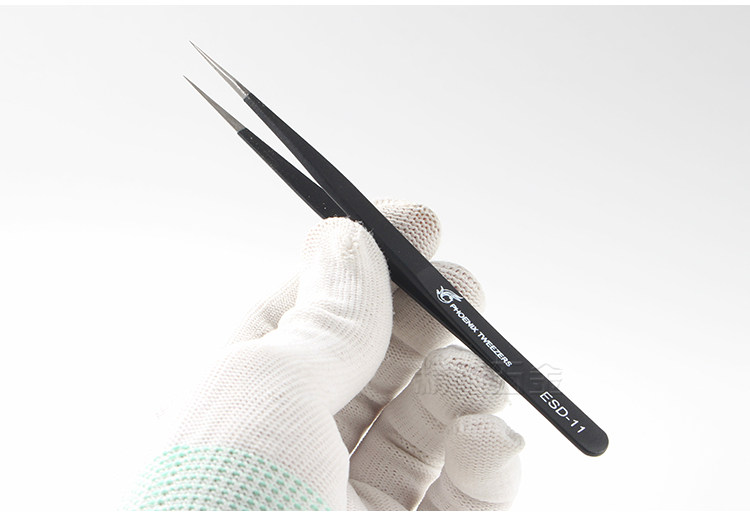 厂家直销 凤凰瑞士技术超精密修表 防静电尖头不锈钢镊子ESD-11