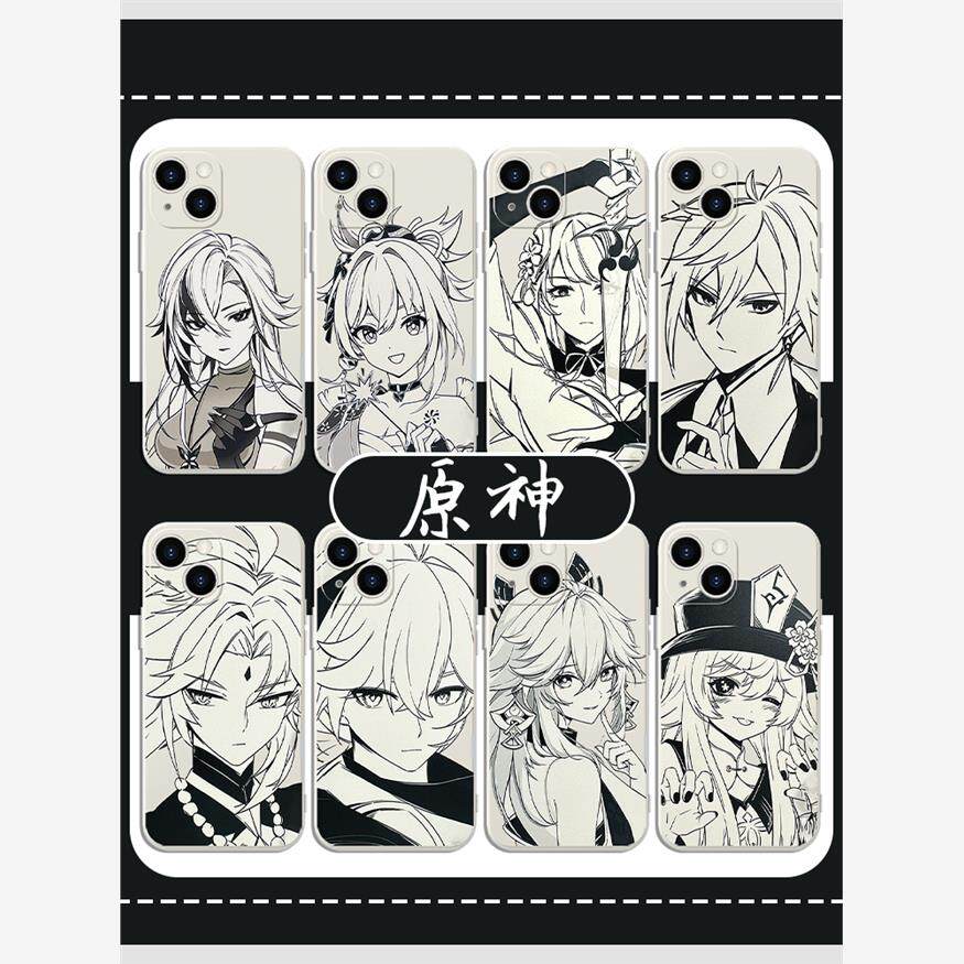 原神手机壳苹果14华为mate60散兵iPhone15Promax小米14魈vivo芙宁娜OPPO雷电将军12线稿40周边11联名30适用50