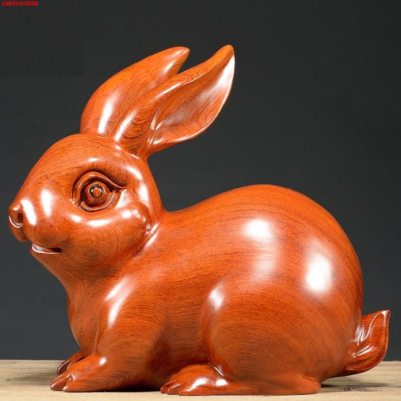 木雕摆件兔子实质可爱动