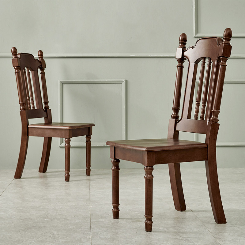 美式乡村全实木餐椅核桃木家用餐厅高靠背椅子书椅环保水性漆家具
