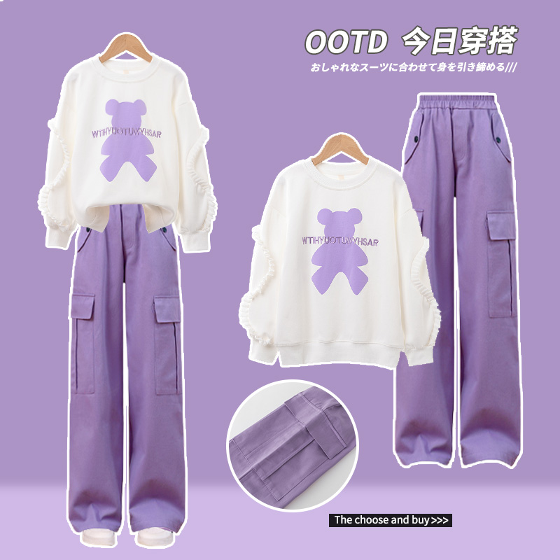 2025新款女童套装时髦洋气春秋儿童运动衣服女孩卫衣大童休闲秋装