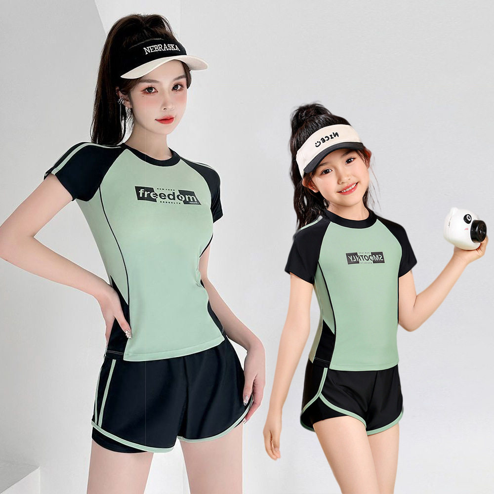 泳衣母女亲子泳装洋气时尚水上乐园女款游泳衣分体两件套2024新款