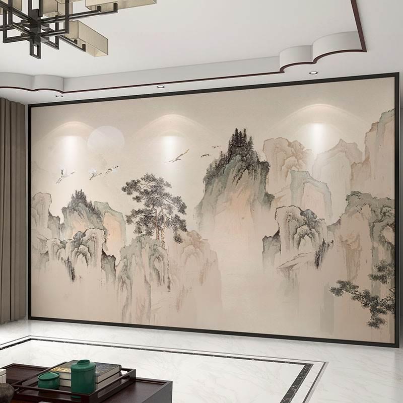 墙纸立体中式古典水墨山