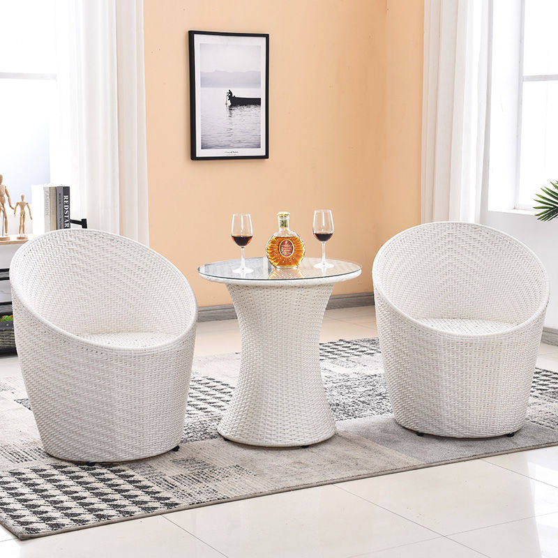 藤椅三件套阳台桌椅庭院户外鸟巢茶几组合咖啡厅田园休闲单人座椅