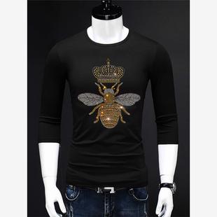 Crown The Bees Shirt Hot fix rhinestone Bee Tee Shirts 男T恤
