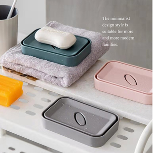 加大号 莫兰迪色系 烟粉色黛绿双层可拆卸易清洁香皂肥皂皂盒皂托