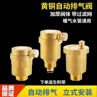 泄气阀4分6分1寸 自动排气阀暖气地暖放气阀家用黄铜自来水管立式